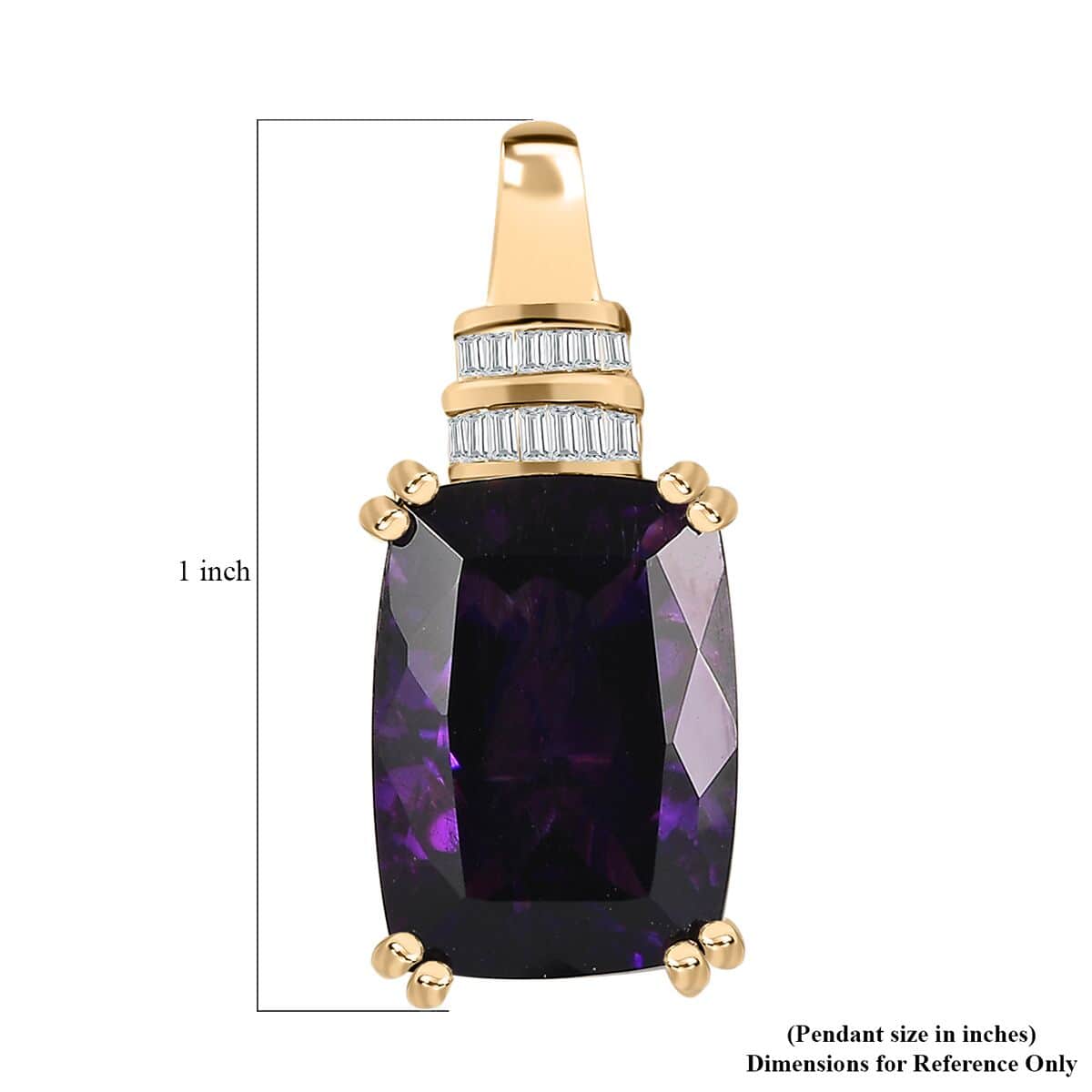 Luxoro 10K Yellow Gold AAA Moroccan Amethyst and G-H I2 Diamond Pendant 7.00 ctw image number 5