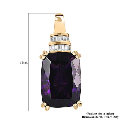 Luxoro 10K Yellow Gold AAA Moroccan Amethyst and G-H I2 Diamond Pendant 7.00 ctw