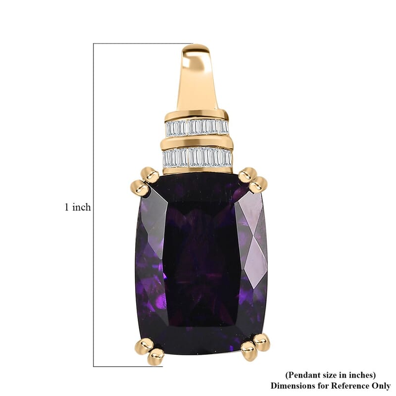 Luxoro 10K Yellow Gold AAA Moroccan Amethyst and G-H I2 Diamond Pendant 7.00 ctw