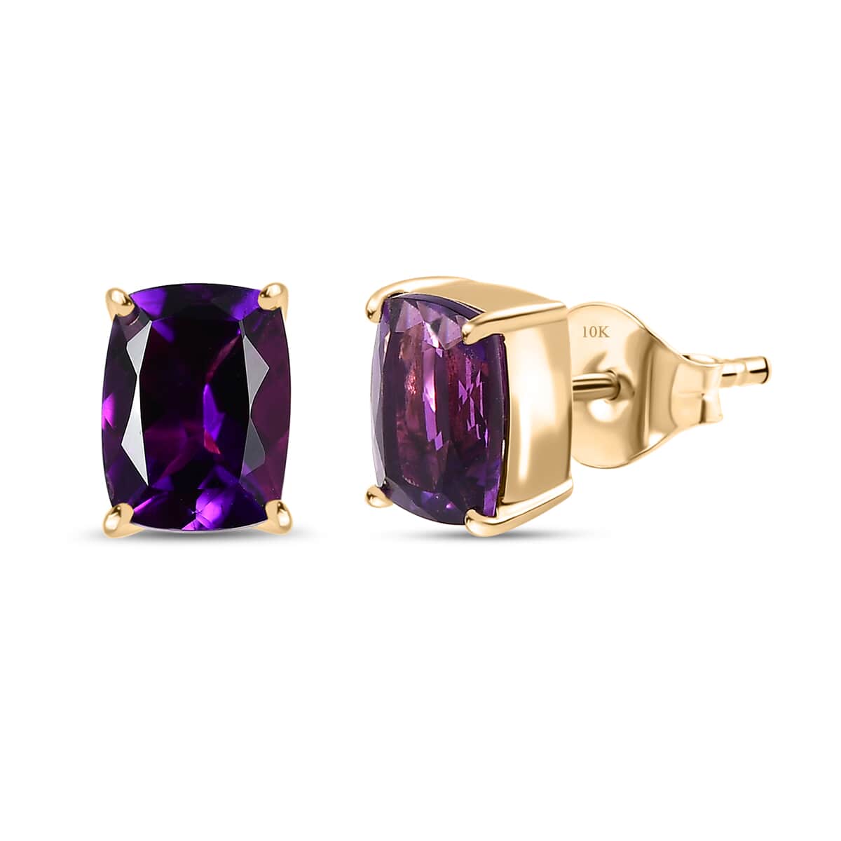 Luxoro 10K Yellow Gold AAA Moroccan Amethyst Solitaire Stud Earrings 2.80 ctw image number 0
