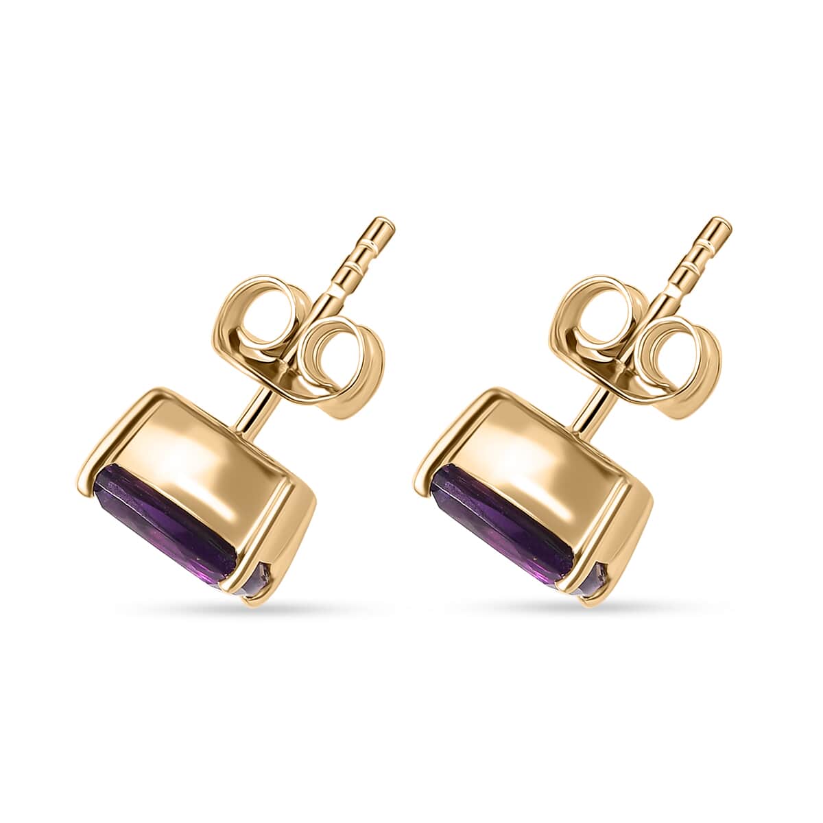 Luxoro 10K Yellow Gold AAA Moroccan Amethyst Solitaire Stud Earrings 2.80 ctw image number 3
