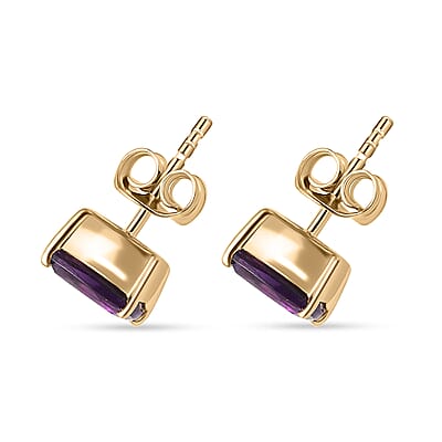 Luxoro 10K Yellow Gold AAA Moroccan Amethyst Solitaire Stud Earrings 2.80 ctw