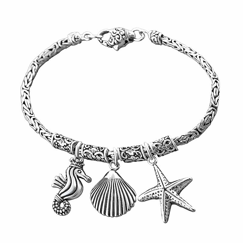 Bali Legacy Sterling Silver Sea Couture Charm Bracelet (6.50 In) 16 Grams
