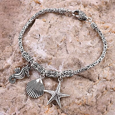 Bali Legacy Sterling Silver Sea Couture Charm Bracelet (6.50 In) 16 Grams