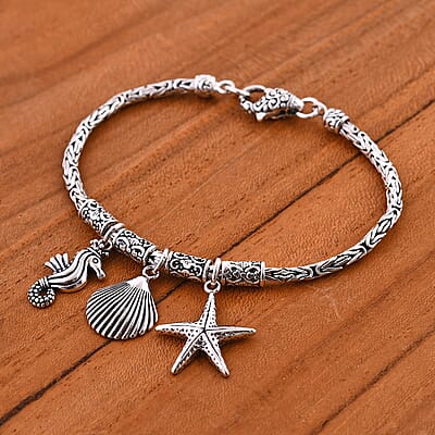 Bali Legacy Sterling Silver Sea Couture Charm Bracelet (6.50 In) 16 Grams