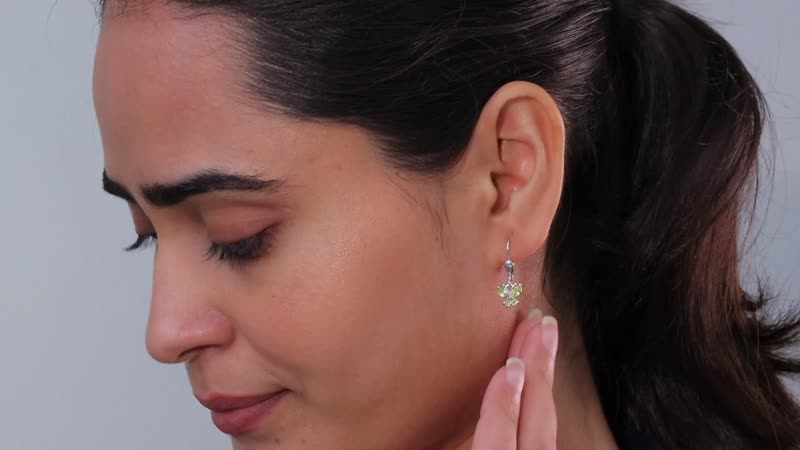 D'Joy Premium Sphene Butterfly Earrings in Rhodium Over Sterling Silver 0.85 ctw