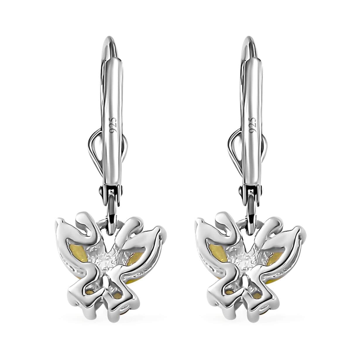 Premium Sphene Butterfly Earrings in Rhodium Over Sterling Silver 0.85 ctw image number 4