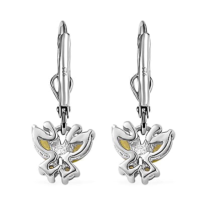 D'Joy Premium Sphene Butterfly Earrings in Rhodium Over Sterling Silver 0.85 ctw