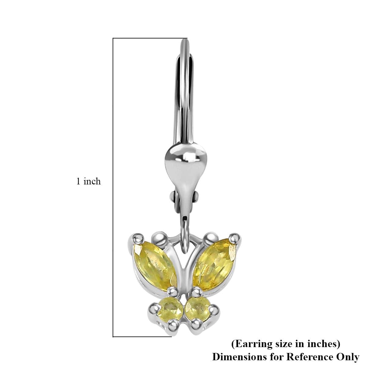 Premium Sphene Butterfly Earrings in Rhodium Over Sterling Silver 0.85 ctw image number 5