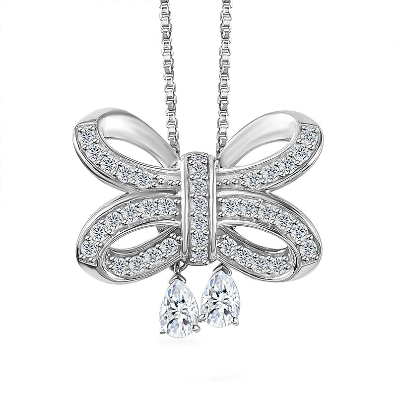 D'Joy Moissanite Necklace 18 Inches in Platinum Over Sterling Silver 1.85 ctw