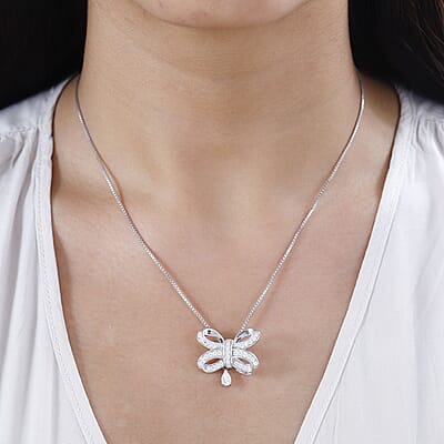 D'Joy Moissanite Necklace 18 Inches in Platinum Over Sterling Silver 1.85 ctw