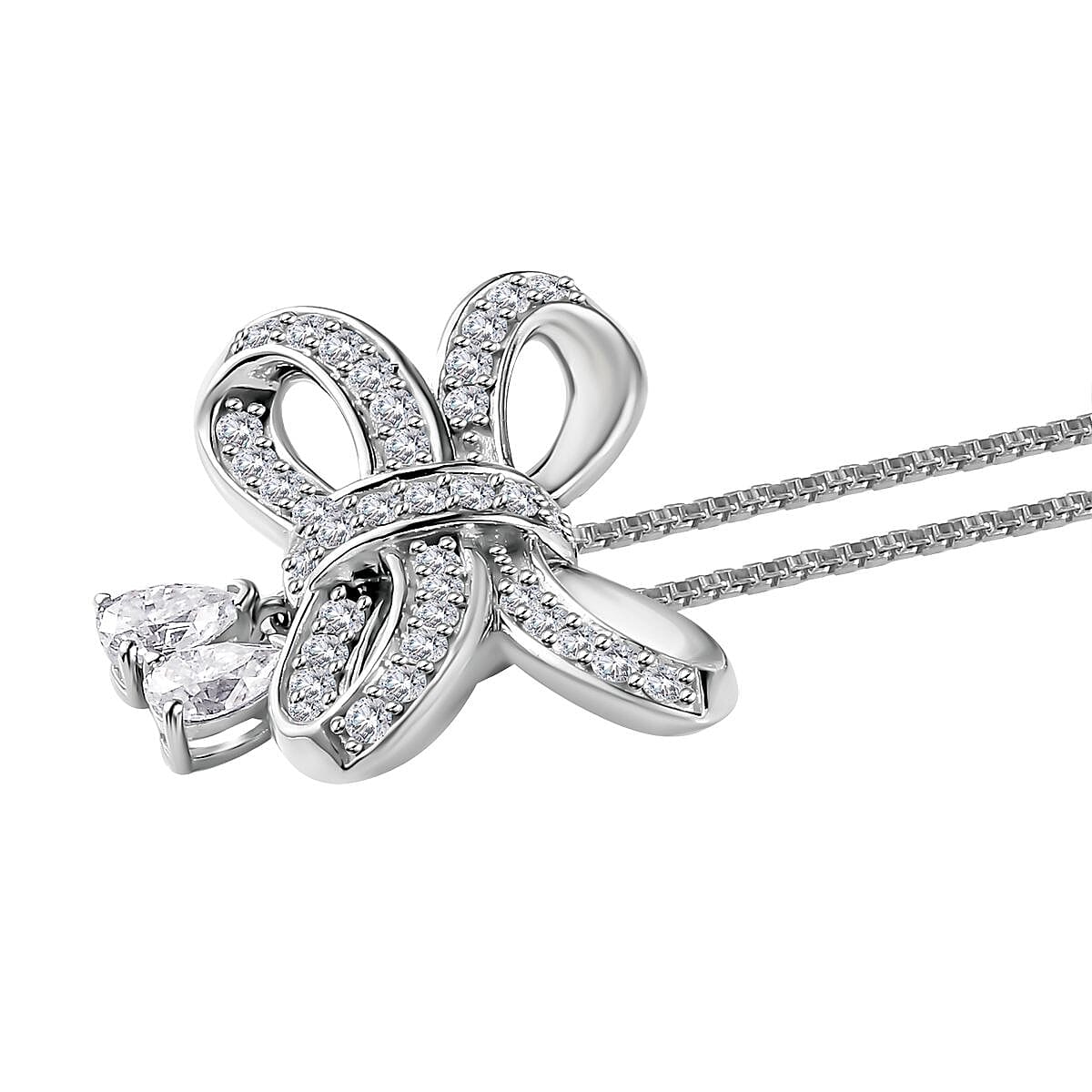 D'Joy Moissanite Necklace 18 Inches in Platinum Over Sterling Silver 1.85 ctw
