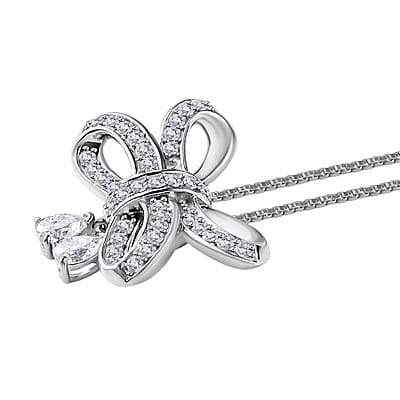 D'Joy Moissanite Necklace 18 Inches in Platinum Over Sterling Silver 1.85 ctw