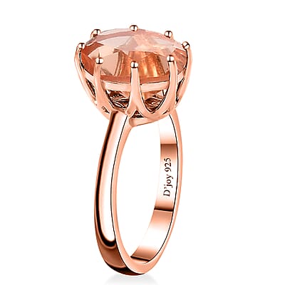 Morganique Quartz (Triplet) Solitaire Ring in 18K Vermeil Rose Gold Over Sterling Silver (Size 10.0) 5.10 ctw