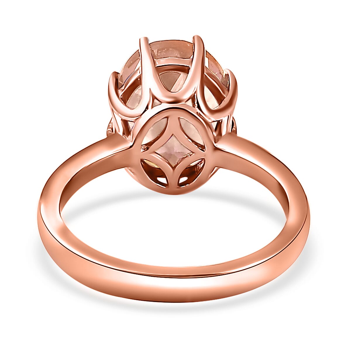 Morganique Quartz (Triplet) Solitaire Ring in 18K Vermeil Rose Gold Over Sterling Silver (Size 10.0) 5.10 ctw