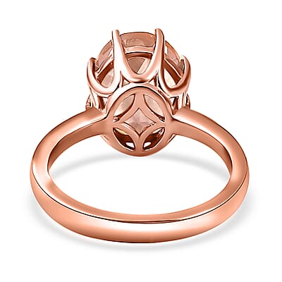 Morganique Quartz (Triplet) Solitaire Ring in 18K Vermeil Rose Gold Over Sterling Silver (Size 10.0) 5.10 ctw