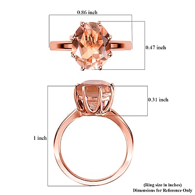 Morganique Quartz (Triplet) Solitaire Ring in 18K Vermeil Rose Gold Over Sterling Silver (Size 10.0) 5.10 ctw
