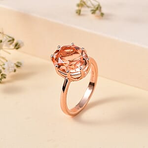 Morganique Quartz (Triplet) Solitaire Ring in 18K Vermeil Rose Gold Over Sterling Silver (Size 6.0) 5.10 ctw