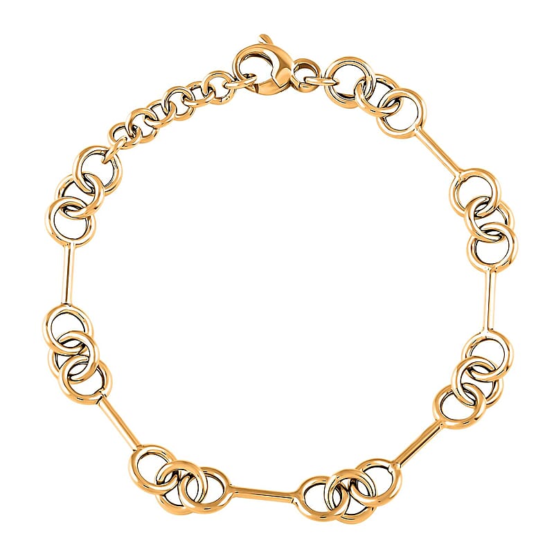 Italian 10K Yellow Gold Jolly Links Bracelet (7-8In) 3.5 Grams