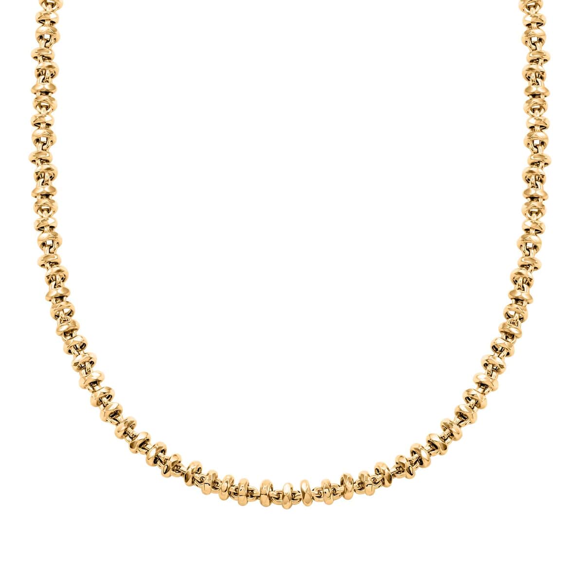 Italian Hammered Faceted Rolo Necklace in 10K Yellow Gold 15.13 Grams 18 Inches image number 0