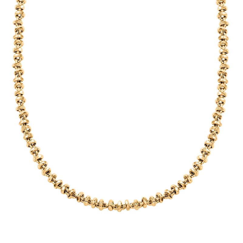 Italian Hammered Faceted Rolo Necklace in 10K Yellow Gold 15.13 Grams 18 Inches