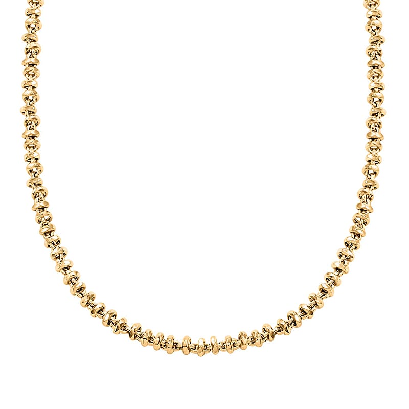 Italian Hammered Faceted Rolo Necklace in 10K Yellow Gold 15.13 Grams 18 Inches