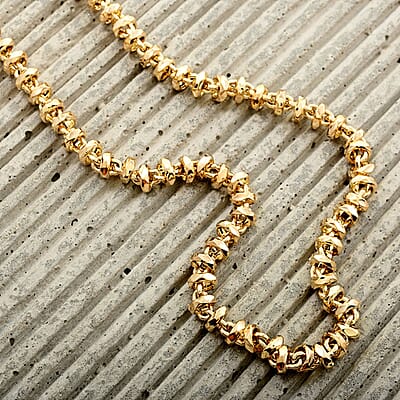 Italian Hammered Faceted Rolo Necklace in 10K Yellow Gold 15.13 Grams 18 Inches