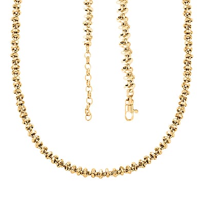 Italian Hammered Faceted Rolo Necklace in 10K Yellow Gold 15.13 Grams 18 Inches