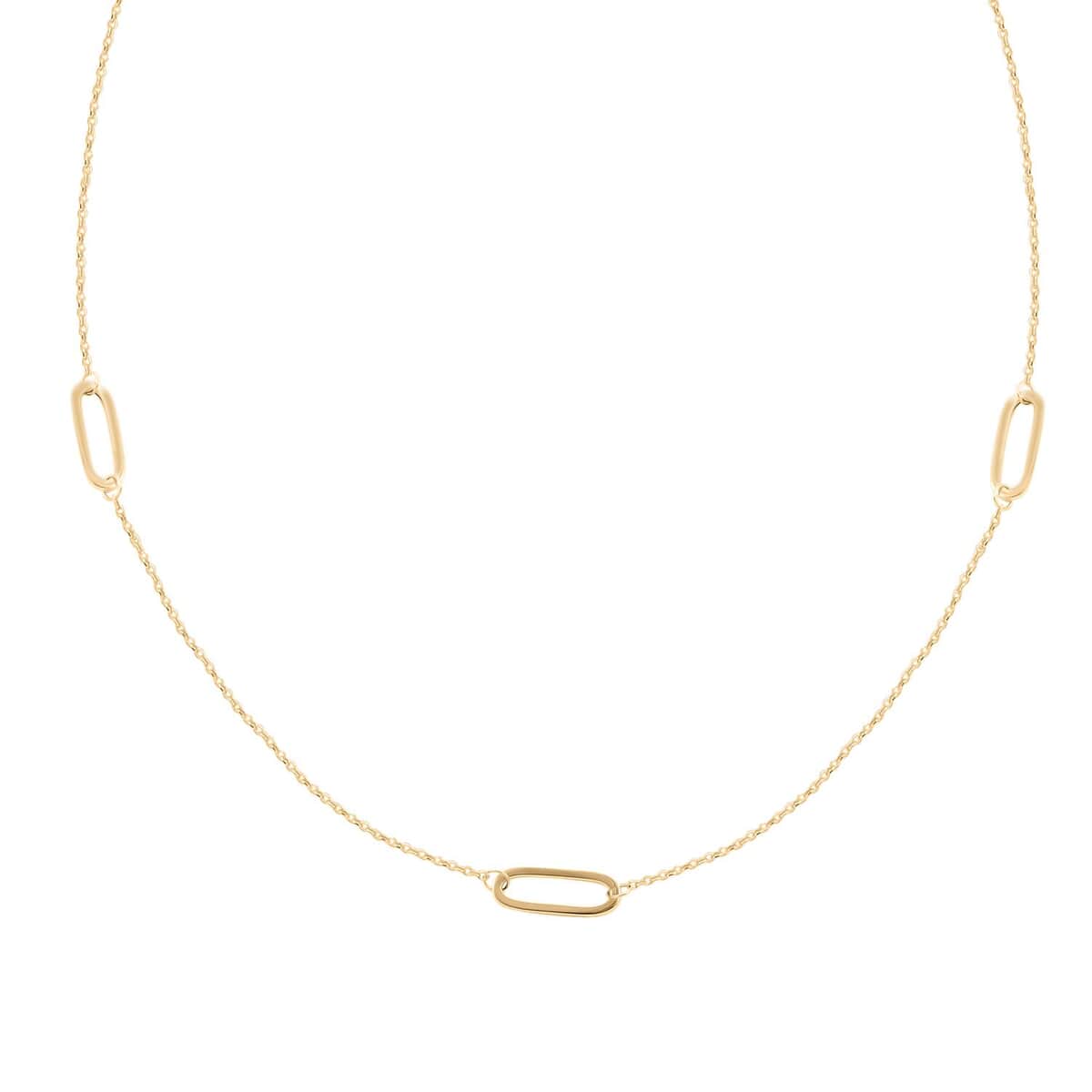 Italian Paperclip Station Necklace in 10K Yellow Gold 2.0 Grams 20 Inches image number 0