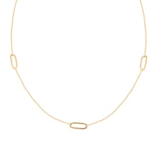 Italian Paperclip Station Necklace in 10K Yellow Gold 2.0 Grams 20 Inches