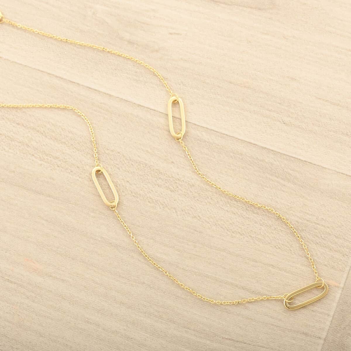 Italian Paperclip Station Necklace in 10K Yellow Gold 2.0 Grams 20 Inches image number 1