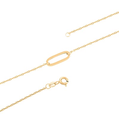 Italian Paperclip Station Necklace in 10K Yellow Gold 2.0 Grams 20 Inches