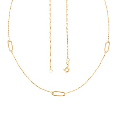 Italian Paperclip Station Necklace in 10K Yellow Gold 2.0 Grams 20 Inches