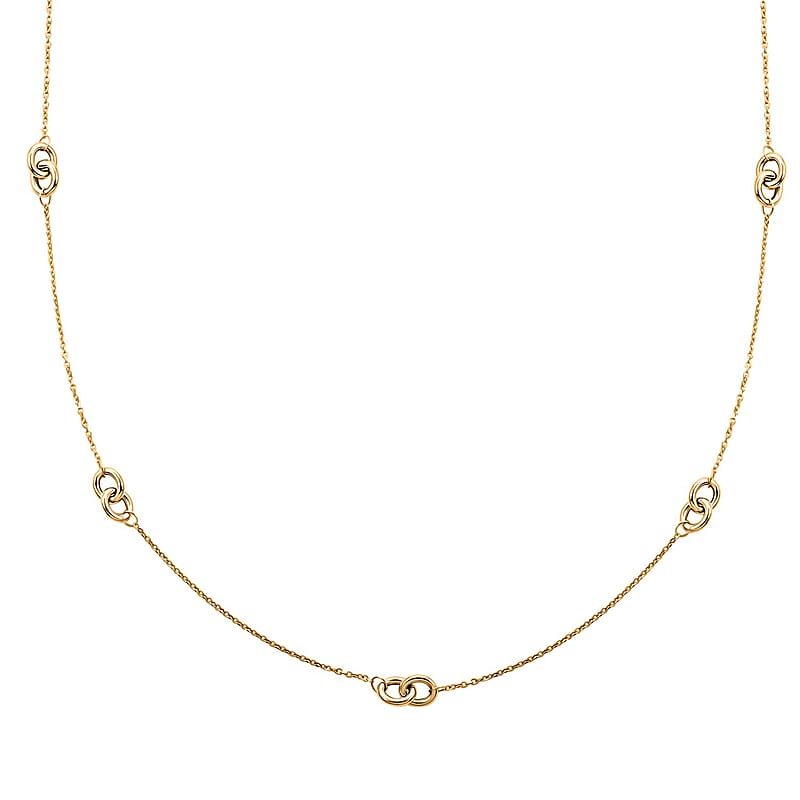 Italian Knot Stations Necklace in 10K Yellow Gold 2.20 Grams 20 Inches