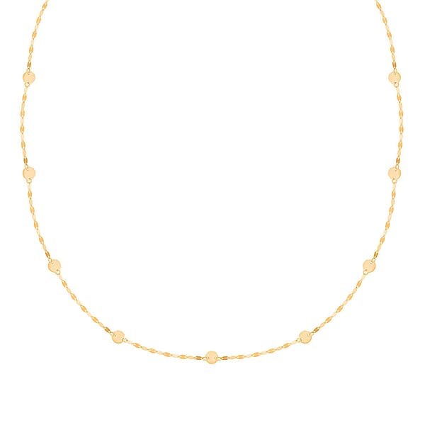 Italian Discs Stations Mirror Necklace in 10K Yellow Gold 1.10 Grams 20 Inches
