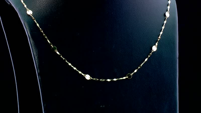 Italian Discs Stations Mirror Necklace in 10K Yellow Gold 1.10 Grams 20 Inches