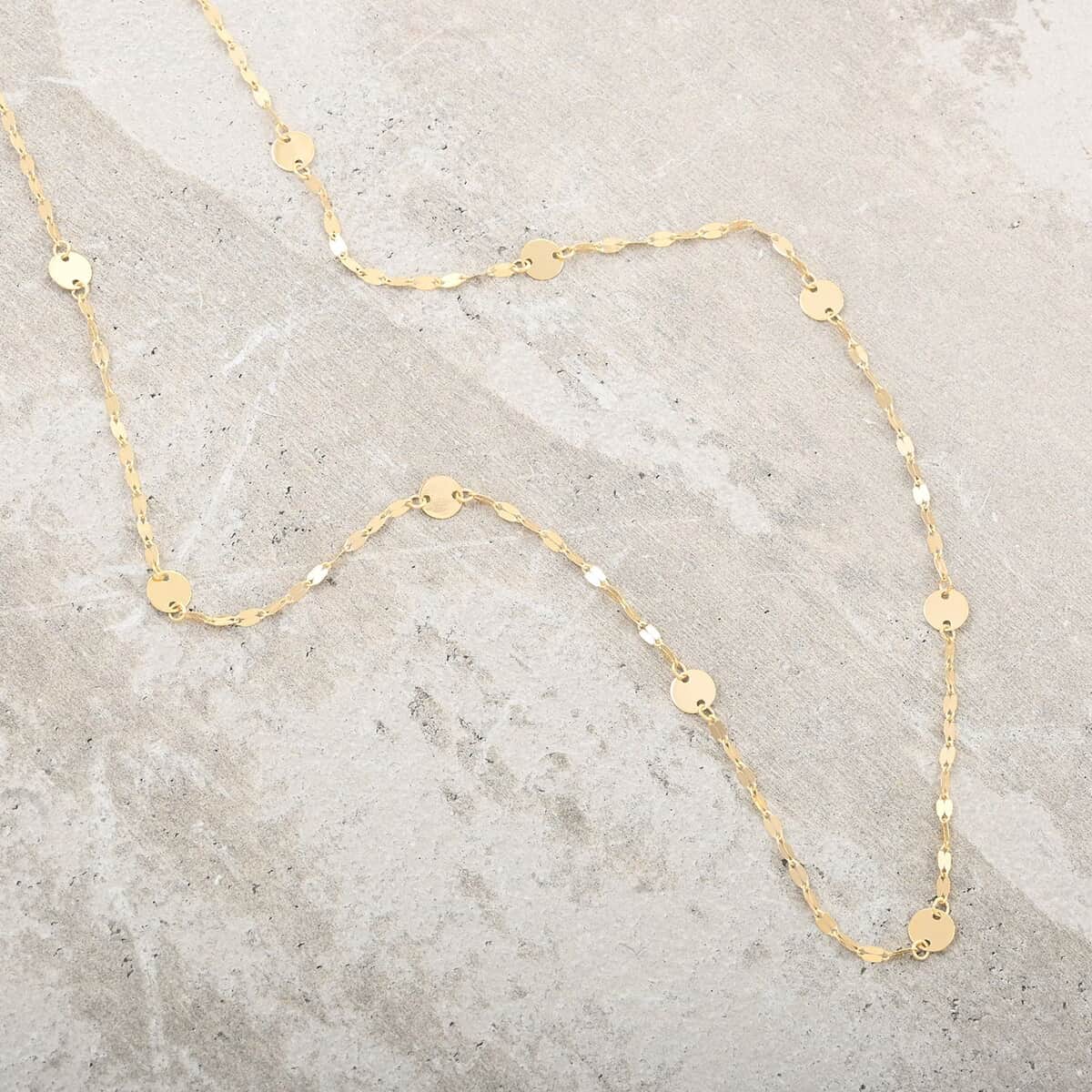 Italian Discs Stations Mirror Necklace in 10K Yellow Gold 1.30 Grams 20 Inches image number 1