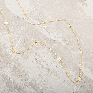 Italian Discs Stations Mirror Necklace in 10K Yellow Gold 1.10 Grams 20 Inches