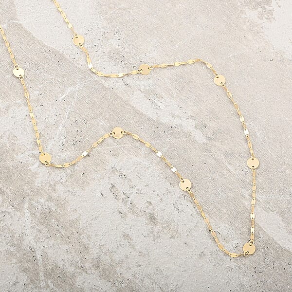 Italian Discs Stations Mirror Necklace in 10K Yellow Gold 1.10 Grams 20 Inches