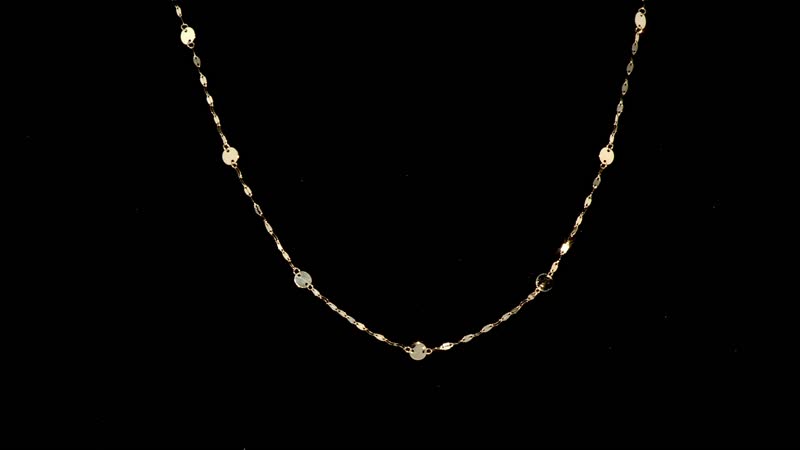 Italian Discs Stations Mirror Necklace in 10K Yellow Gold 1.10 Grams 20 Inches