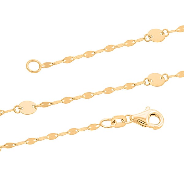 Italian Discs Stations Mirror Necklace in 10K Yellow Gold 1.10 Grams 20 Inches