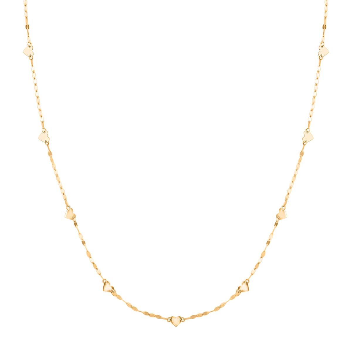 Italian Heart Station Mirror Necklace in 10K Yellow Gold 1.30 Grams 20 Inches image number 0