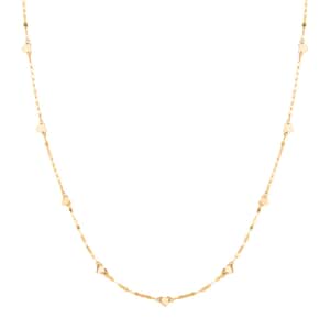 Italian Heart Station Mirror Necklace in 10K Yellow Gold 1.30 Grams 20 Inches