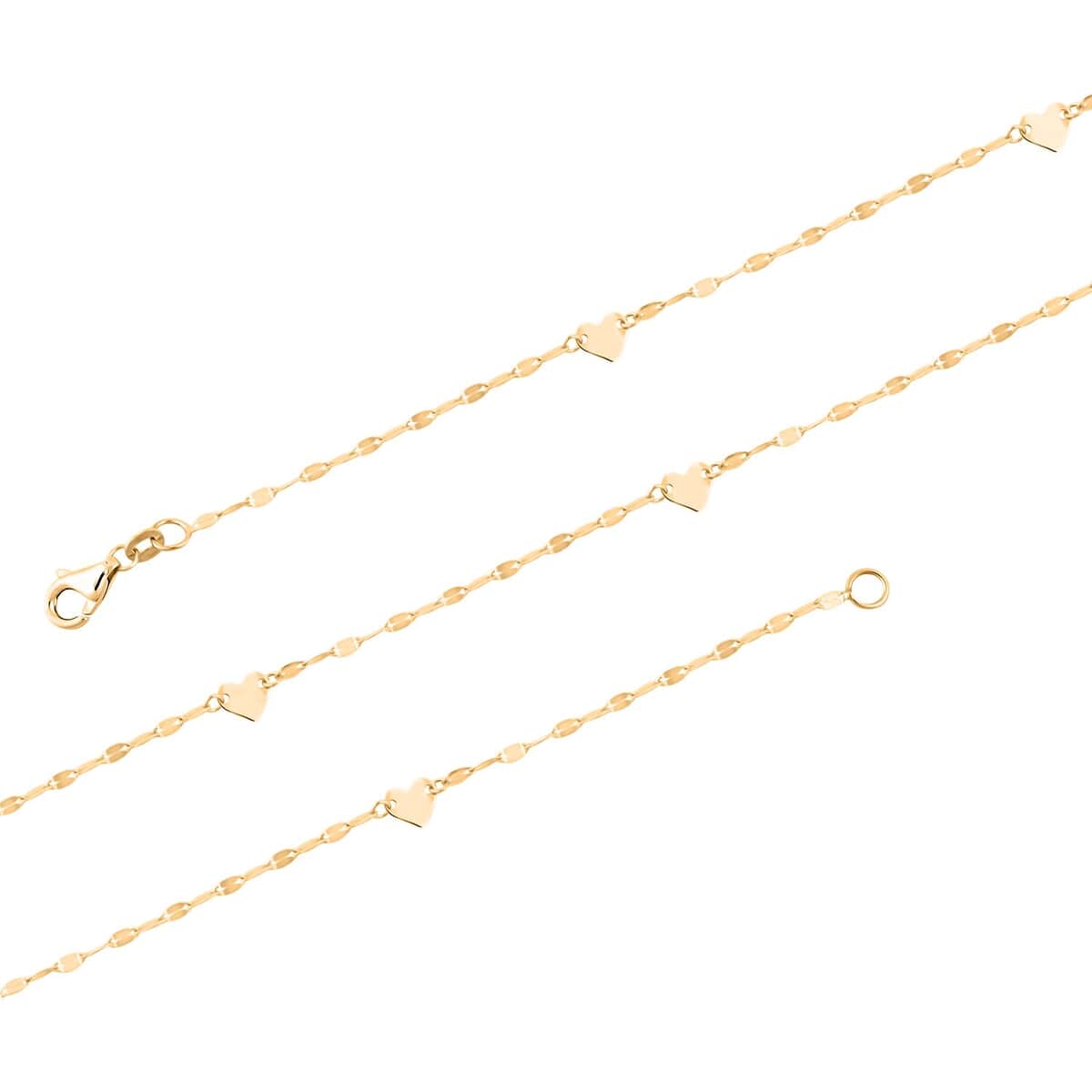 Italian Heart Station Mirror Necklace in 10K Yellow Gold 1.30 Grams 20 Inches image number 2