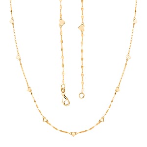 Italian Heart Station Mirror Necklace in 10K Yellow Gold 1.10 Grams 20 Inches