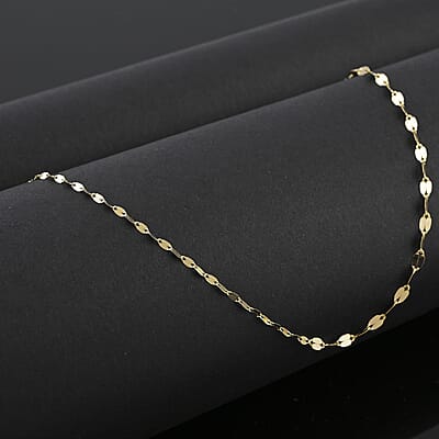 Italian 10K Yellow Gold Graduated Mirror Necklace 18-20 Inches 1 Grams