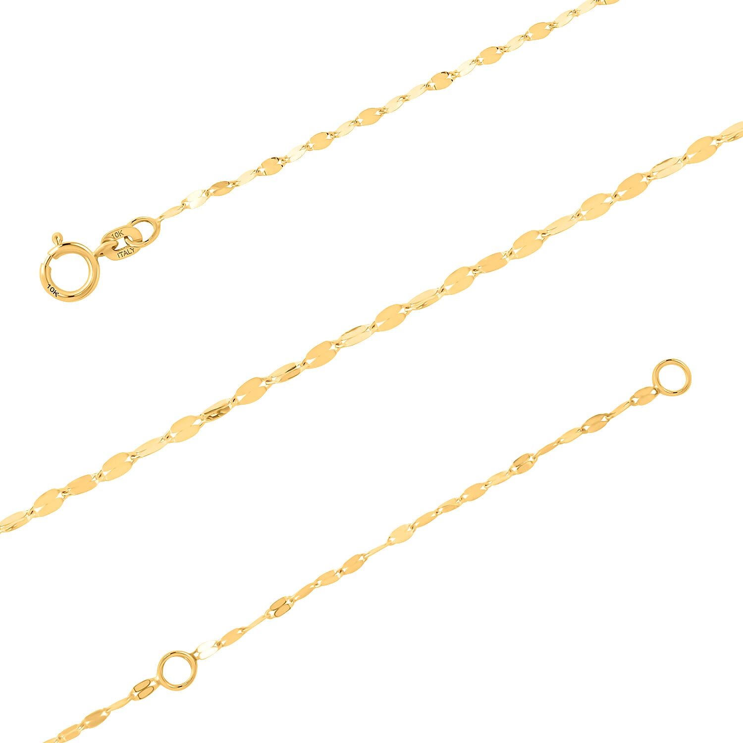 Italian 10K Yellow Gold Graduated Mirror Necklace 18-20 Inches 1 Grams