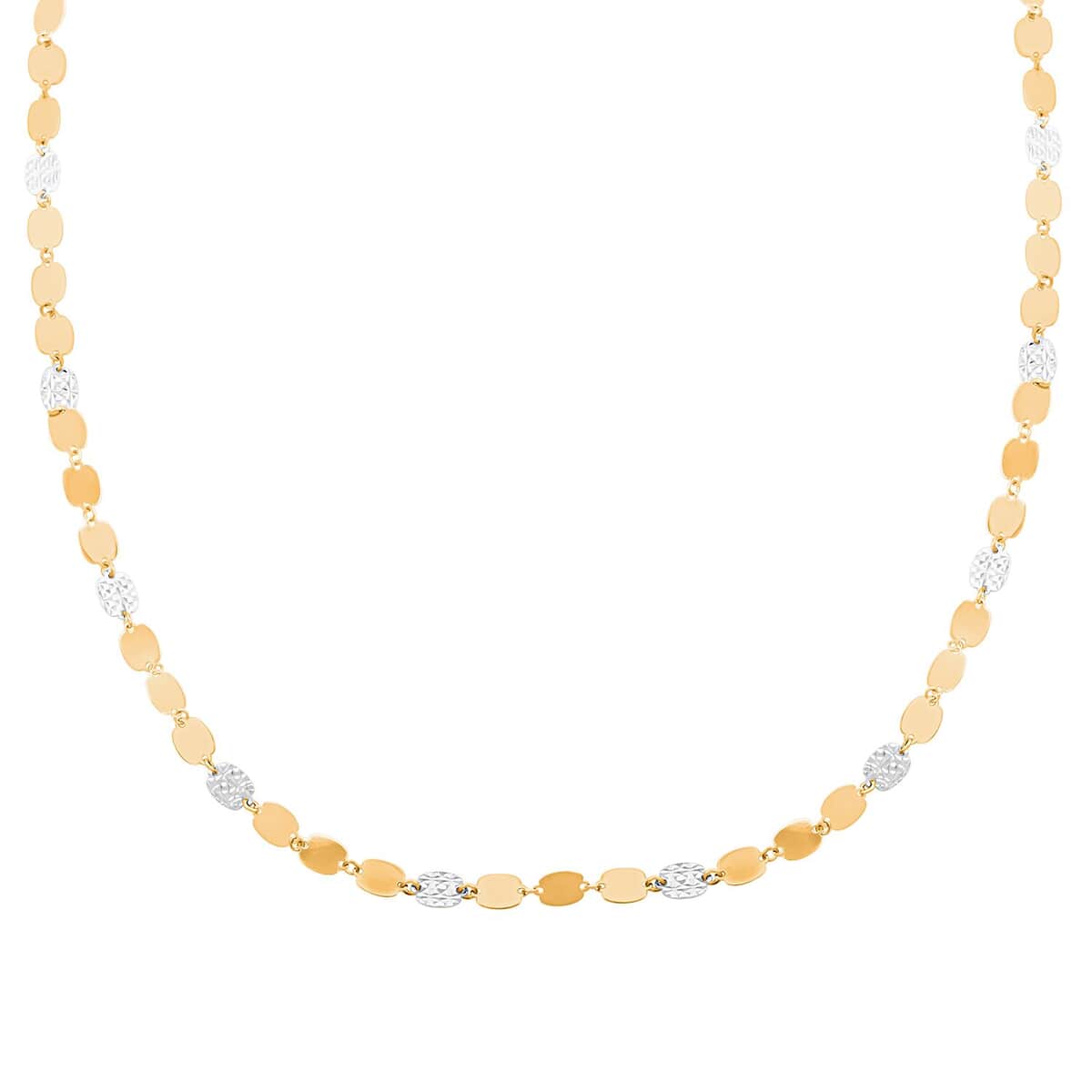 Italian Diamond-Cut Necklace in 10K Yellow and White Gold 3.26 Grams 20 Inches image number 0