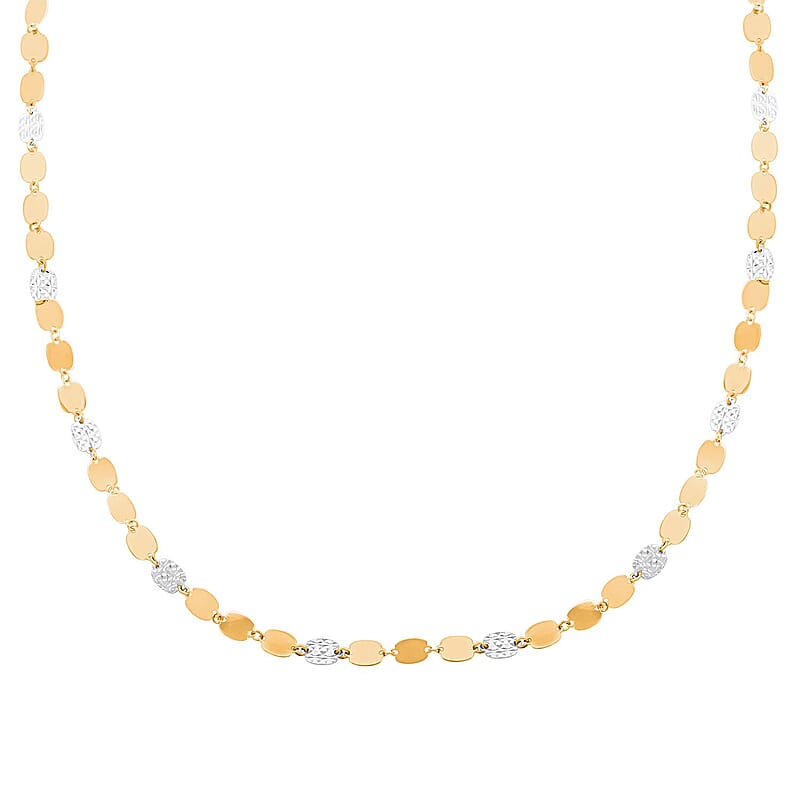 Italian Diamond-Cut Necklace in 10K Yellow and White Gold 3.26 Grams 20 Inches