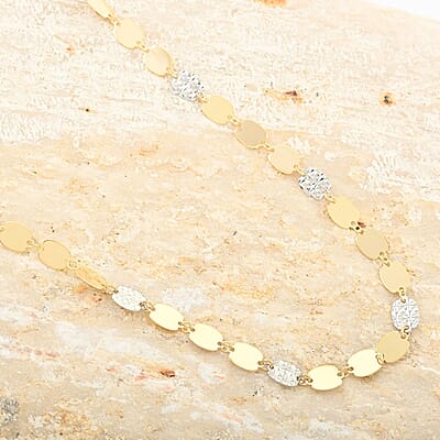 Italian Diamond-Cut Necklace in 10K Yellow and White Gold 3.26 Grams 20 Inches